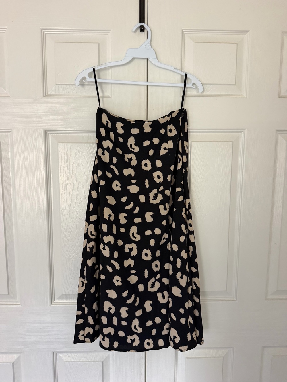 Leopard Print Midi Skirt in Black & Beige